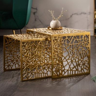 Design Couchtisch 2er Set RIAS Aluminium ca.50cm gold
