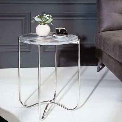 Moderner Beistelltisch MAMO abnehmbare Marmor-Platte ca. D43cm Blumentisch