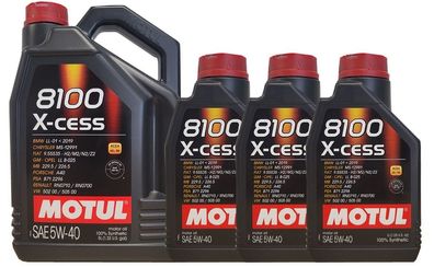 Motul 8100 X-cess 5W-40 5 + 3 Liter Motoröl MB 229.5, PSA 2296, RN700 VW 502 00