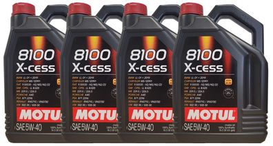Motul 8100 X-cess 5W-40 4x5 Liter Motoröl MB 229.5, PSA 2296, RN700, VW 502 00