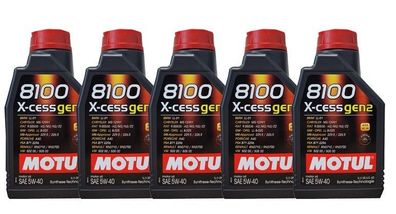 Motul 8100 X-cess 5W-40 Gen2 5x1 Liter Motoröl Fiat 9.55535-H2/ -M2/ -N2, Opel/ GM