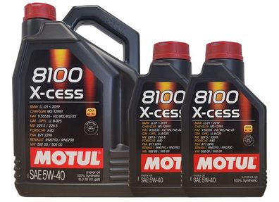 Motul 8100 X-cess 5W-40 5 + 2 Liter Motoröl MB 229.5, PSA 2296, RN700, VW 502 00