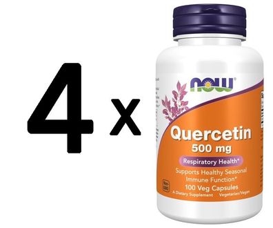 4 x NOW Foods Quercetin, 500mg - 100 vcaps