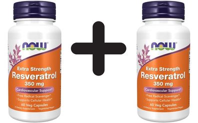 2 x NOW Foods Resveratrol, Extra Strength 350mg - 60 vcaps