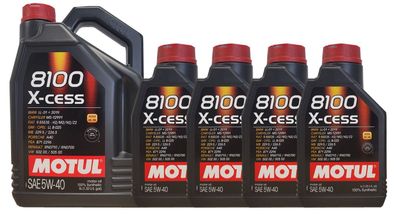 Motul 8100 X-cess 5W-40 5 + 4 Liter Motoröl MB 229.5, PSA 2296, RN700 VW 502 00