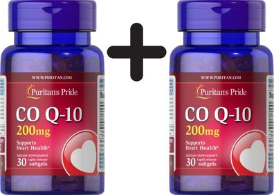 2 x Puritans Pride CoQ10, 200mg - 30 softgels