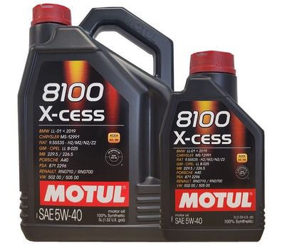 Motul 8100 X-cess 5W-40 5 + 1 Liter Motoröl MB 229.5, PSA 2296, RN700, VW 502 00