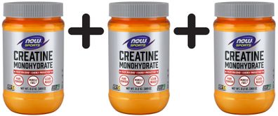 3 x NOW Foods Creatine Monohydrate, 100% Pure Powder - 600g