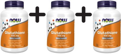 3 x NOW Foods Glutathione, 500mg - 120 vcaps