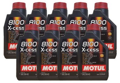 Motul 8100 X-cess 5W-40 9x1 Liter Motoröl MB 229.5, PSA 2296, RN700 VW 502 00