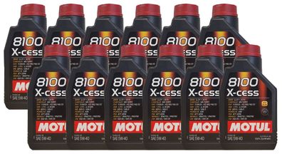 Motul 8100 X-cess 5W-40 12x1 Liter Motoröl MB 229.5, PSA 2296, RN700, VW 502 00