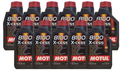 Motul 8100 X-cess 5W-40 11x1 Liter Motoröl MB 229.5, PSA 2296, RN700, VW 502 00