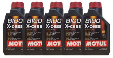 Motul 8100 X-cess 5W-40 5x1 Liter Motoröl MB 229.5, PSA 2296, RN700 VW 502 00