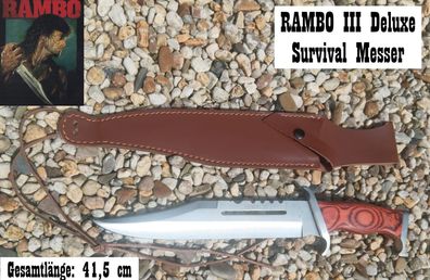 NEU RAMBO 3 III Deluxe Überlebensmesser Klinge für Sammler Outdoor Survival