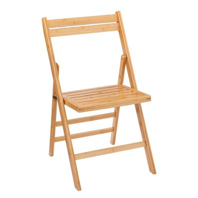 Bambus Klappstuhl natur - 79 x 44 cm - Holz Küchen Balkon Gäste Stuhl klappbar