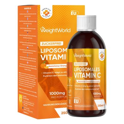 Liposomales Vitamin C 250ml - Täglich 1000mg Vit C- Vegane - Von WeightWorld