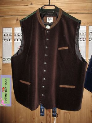 Samt Weste, Braun, Gr. 58, Distler, Stehkragen