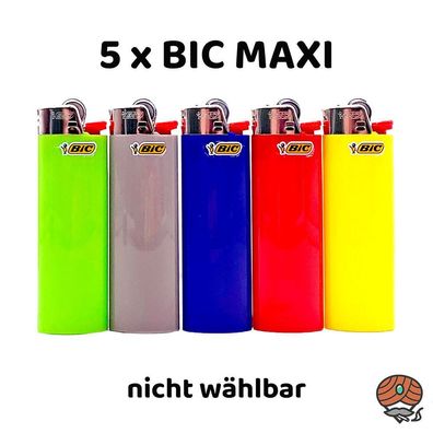 5 BIC Maxi Reibrad Feuerzeug verschiedene Farben nicht wählbar