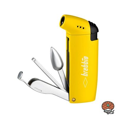 Brebbia Feuerzeug mit Jet-Flamme und Pfeifenbesteck, gelb