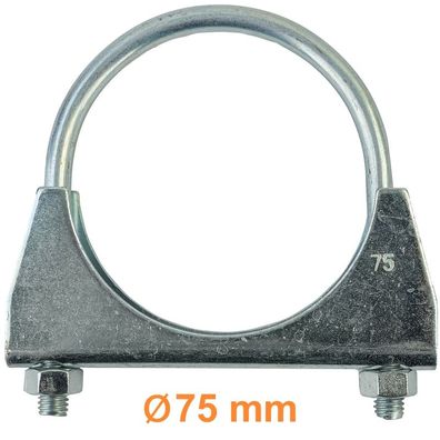 Auspuff U Bügelschelle Rohrschelle universal 3" 75mm M8 1 Stück