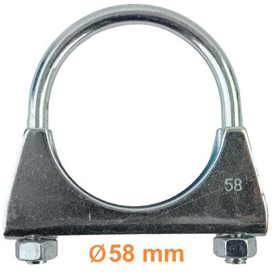 Auspuff U Bügelschelle Rohrschelle universal 2.25" 58mm M8 1 Stück