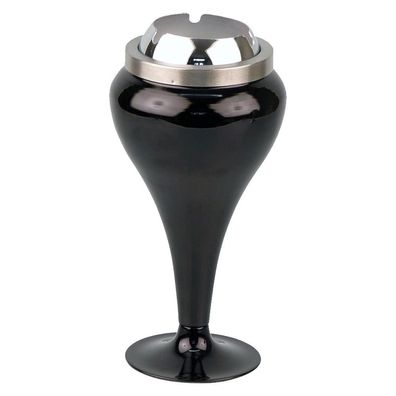 Kuppelascher "Pokal" chrom / schwarz - Aschenbecher Metall