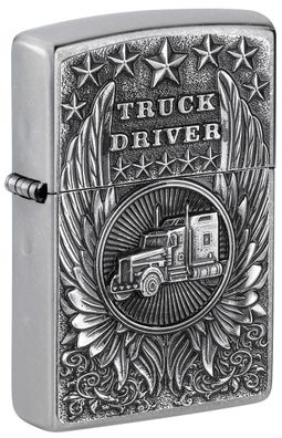 Zippo Feuerzeug Truck Driver Chrom – Sturmfeuerzeug mit LKW-Emblem