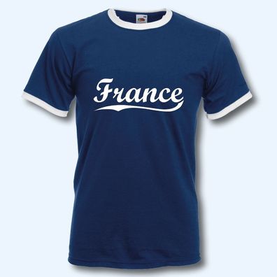 T-Shirt Retro-Shirt, WM Frankreich France, Ringer T