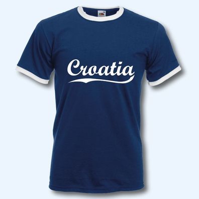 T-Shirt Retro-Shirt, WM Kroatien Croatia, Ringer T