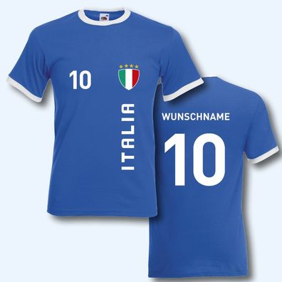 T-Shirt Trikot Retro-Shirt, WM Italien Italia, Wunschname + Ziffer, Ringer T