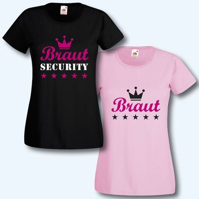 T-Shirt, Fun-Shirt, Braut Security, 14 Farben, JGA, XS-XXL, Textildruck