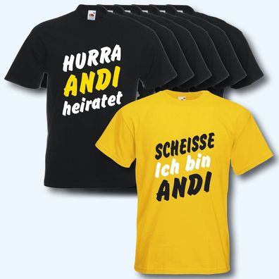 T-Shirt, Fun-Shirt, Hurra ... heiratet, Wunschname, JGA, Junggesellenabschied