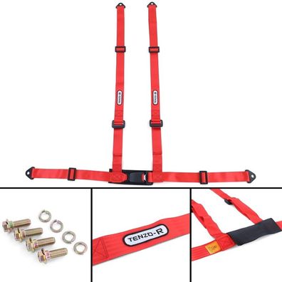 Tenzo-R Sport Hosenträger Gurt 4 Punkt Rot mit E Zeichen
