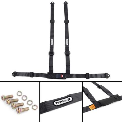 Tenzo-R Sport Hosenträger Gurt 4 Punkt Schwarz mit E Zeichen