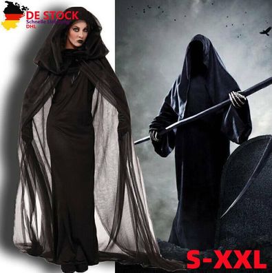 Damen Gothic Medieval Hexe Vampir Cosplay Halloween Partykleid Karneval Kostum