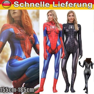 Damen Sexy Karneval Cosplay Spiderman Damen Kostum Superhero Party Jumpsuit