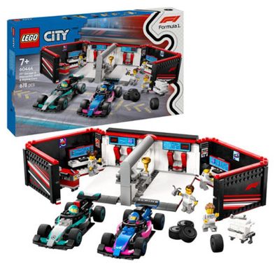 60444 City F1 Garage Mit Mercedes-Amg & Alpine Rennautos