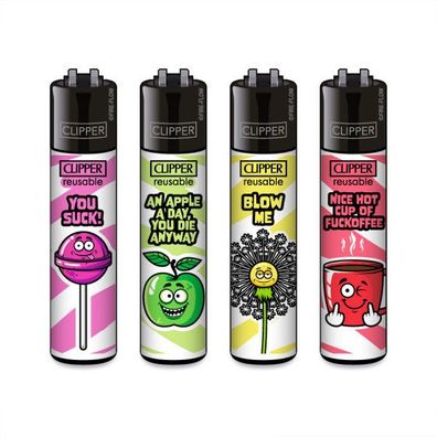 Clipper Reibradfeuerzeuge You Suck, 4 Stück