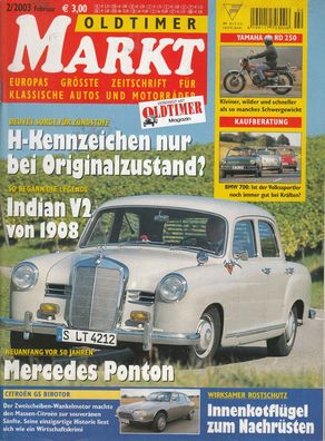 Oldtimer Markt 2 / 2003, Indian, Mercedes Ponton, BMW 700, Citroen GS