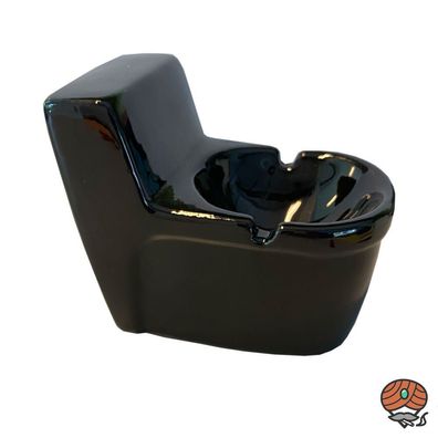 Aschenbecher aus Keramik im Toiletten-Design, schwarz