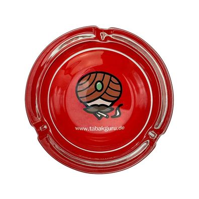 Tabakguru Aschenbecher aus Glas, rot Ø10cm