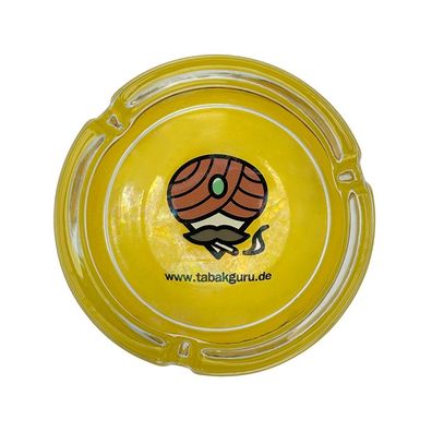 Tabakguru Aschenbecher aus Glas, gelb Ø10cm