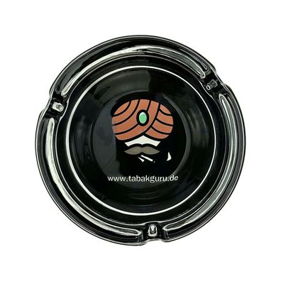 Tabakguru Aschenbecher aus Glas, schwarz Ø10cm