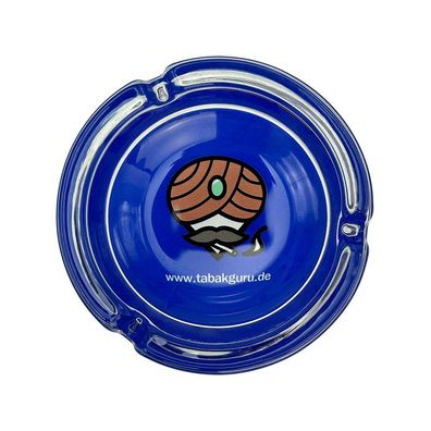 Tabakguru Aschenbecher aus Glas, blau Ø10cm