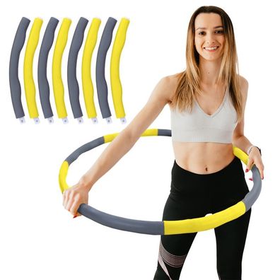 Hula Hoop Fitness Reifen 8 Teile gepolstert Durchmesser einstellbar Grau Gelb
