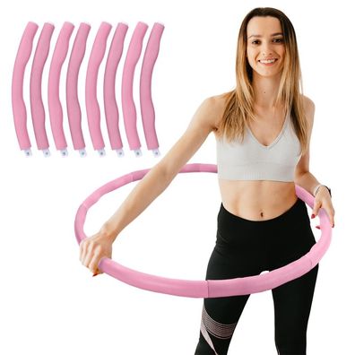 Hula Hoop Fitness Reifen 8 Teile gepolstert Durchmesser einstellbar Pink