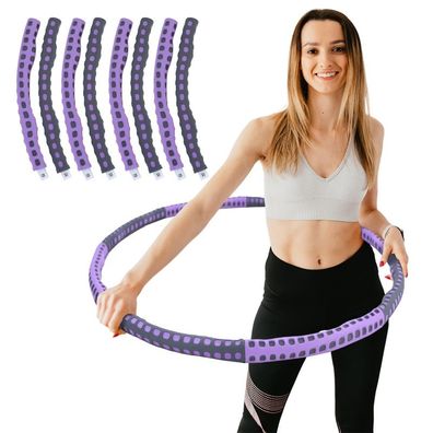 Hula Hoop Fitness Reifen Edelstahl 8 Teile gepolstert befüllbar Grau Lila