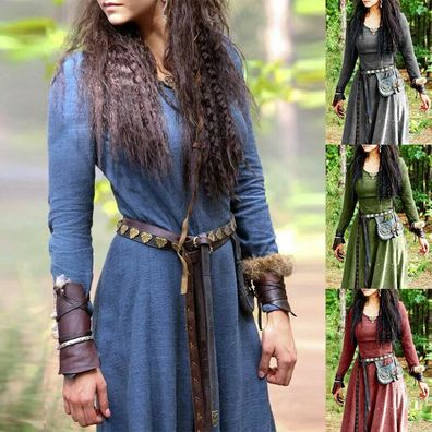 Mittelalterliche Renaissance Frauen Lange Kleid Karneval Party Cosplay KostumeCO