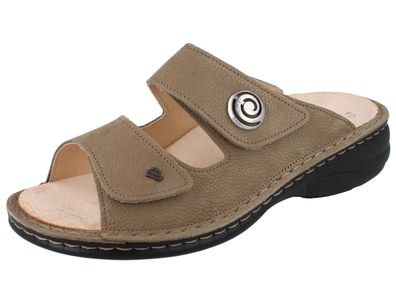 FINN Comfort Colina Damen Pantolette Hausschuhe Wechselfußbett beige Nubukleder
