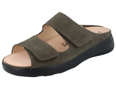 FINN Comfort Flores-Soft Damen Pantoletten Hausschuhe olive grün Nubukleder